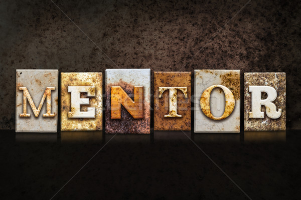 Mentor magasnyomás sötét szó írott rozsdás Stock fotó © enterlinedesign