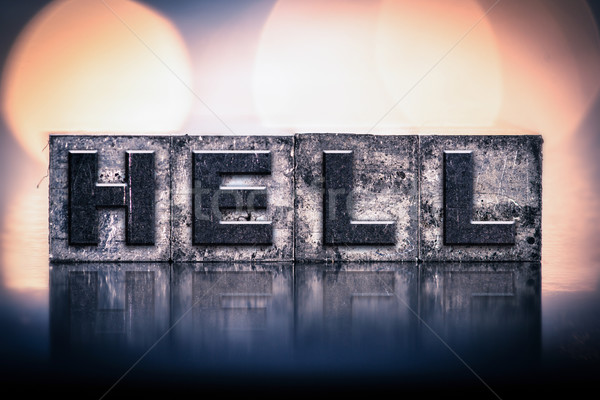 Hell Concept Vintage Letterpress Type Stock photo © enterlinedesign