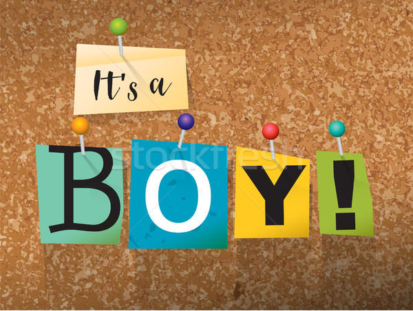 It's a Boy Concept Pinned Letters Illustration Stock photo © enterlinedesign