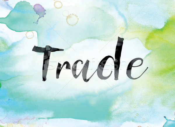 Trade Colorful Watercolor and Ink Word Art Stock photo © enterlinedesign