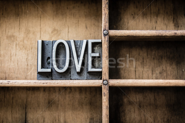 Szeretet magasnyomás fiók szó írott Stock fotó © enterlinedesign