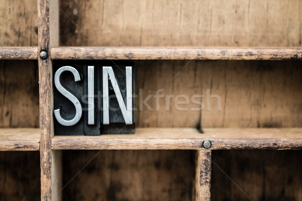 Pecado vintage tipo cajón palabra Foto stock © enterlinedesign