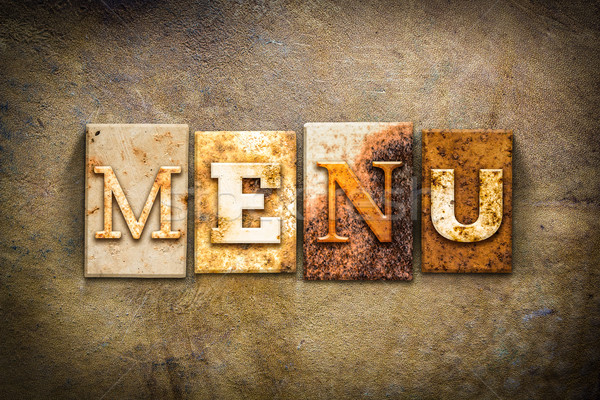 Menu Concept Letterpress Leather Theme Stock photo © enterlinedesign