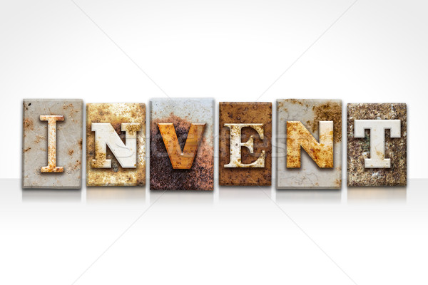 Invent Letterpress Concept Isolated on White Stock photo © enterlinedesign