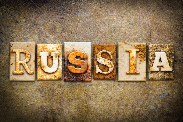 Rusia cuero palabra escrito Rusty Foto stock © enterlinedesign