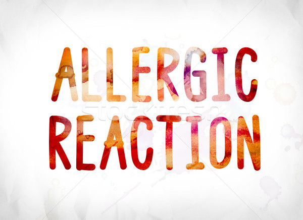 Allergische gemalt Wasserfarbe Wort Kunst Worte Stock foto © enterlinedesign