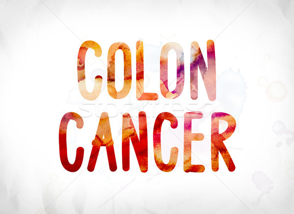 Colon cancer vopsit acuarela cuvant artă Imagine de stoc © enterlinedesign