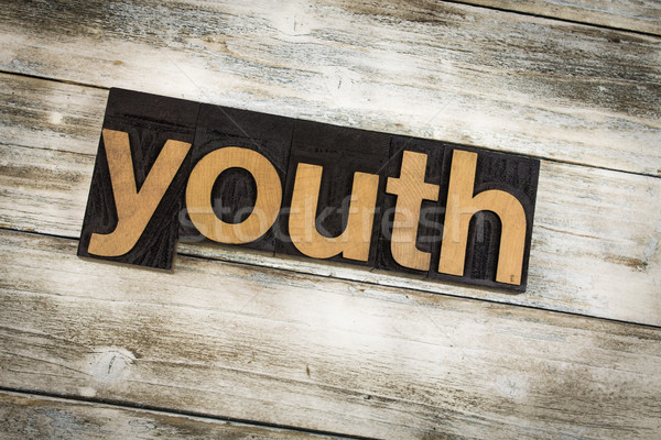 Youth Letterpress Word on Wooden Background Stock photo © enterlinedesign
