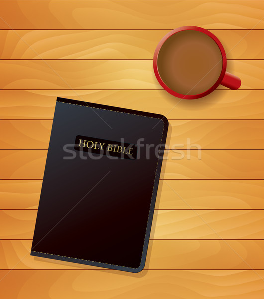 İncil kahve örnek fincan oturma ahşap Stok fotoğraf © enterlinedesign