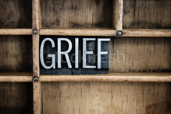 Grief Concept Metal Letterpress Word in Drawer Stock photo © enterlinedesign