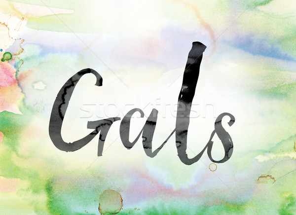 Gals Colorful Watercolor and Ink Word Art Stock photo © enterlinedesign