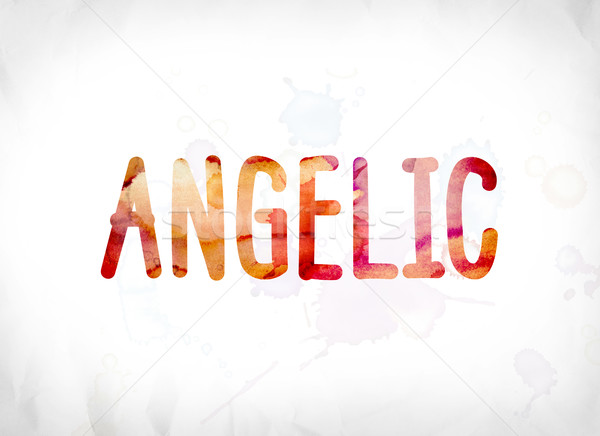 ангельский окрашенный акварель слово искусства красочный Сток-фото © enterlinedesign