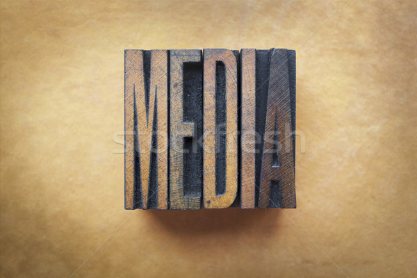 Los medios de comunicación palabra escrito vintage tipo Foto stock © enterlinedesign