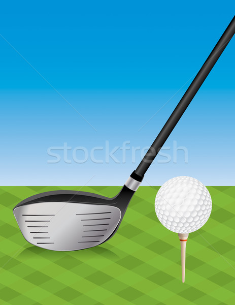 Stock photo: Golf Driver and Teed Ball