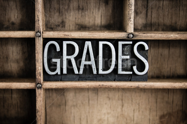 Grades Concept Metal Letterpress Word in Drawer Stock photo © enterlinedesign