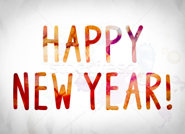 Happy New Year Concept Watercolor Word Art Stock photo © enterlinedesign