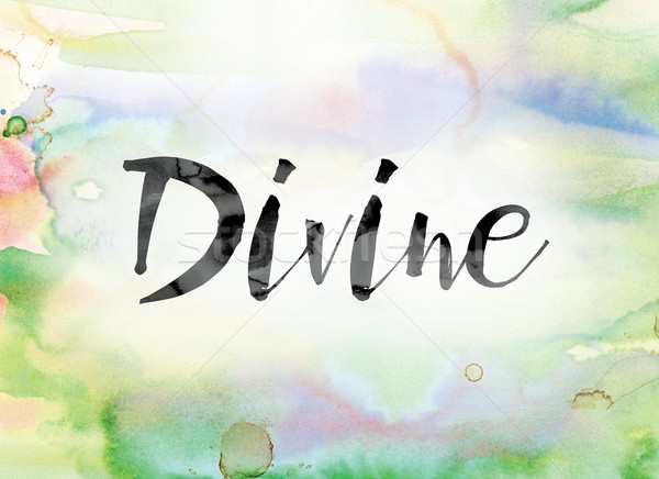 Divine Colorful Watercolor and Ink Word Art Stock photo © enterlinedesign