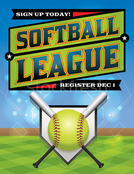 Softball League Registration Illustration Stock photo © enterlinedesign