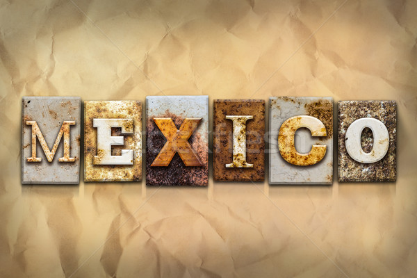 Mexico metaal type woord geschreven Stockfoto © enterlinedesign