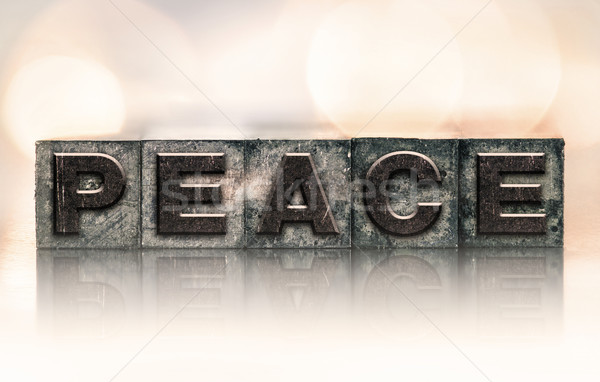Vrede vintage type woord geschreven Stockfoto © enterlinedesign
