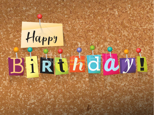Happy Birthday Pinned Paper Concept Illustration Stock photo © enterlinedesign