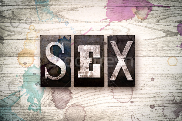 Seks metaal type woord geschreven Stockfoto © enterlinedesign
