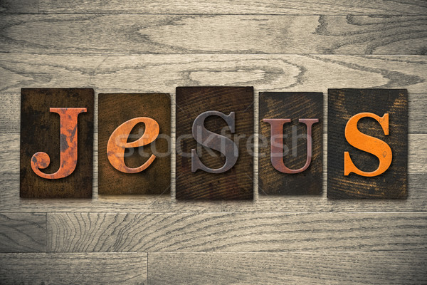 Jesus bois type nom écrit Photo stock © enterlinedesign