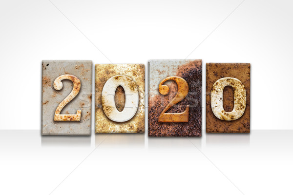 2020 Letterpress Concept Isolated on White Stock photo © enterlinedesign