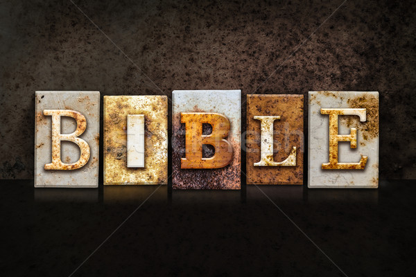 Stock photo: Bible Letterpress Concept on Dark Background