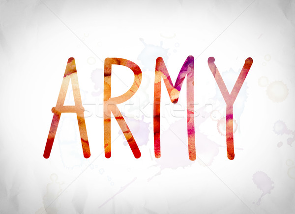 Ordu suluboya kelime sanat yazılı beyaz Stok fotoğraf © enterlinedesign
