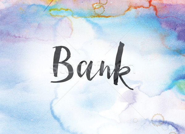 Bank Concept Watercolor and Ink Painting Stock photo © enterlinedesign