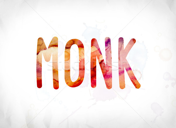 Monnik geschilderd aquarel woord kunst kleurrijk Stockfoto © enterlinedesign