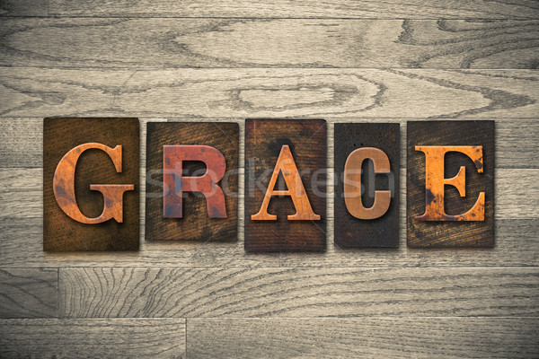 Grace Concept Wooden Letterpress Type Stock photo © enterlinedesign
