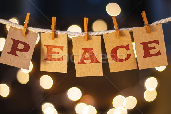 Peace Concept Clipped Cards and Lights Stock photo © enterlinedesign