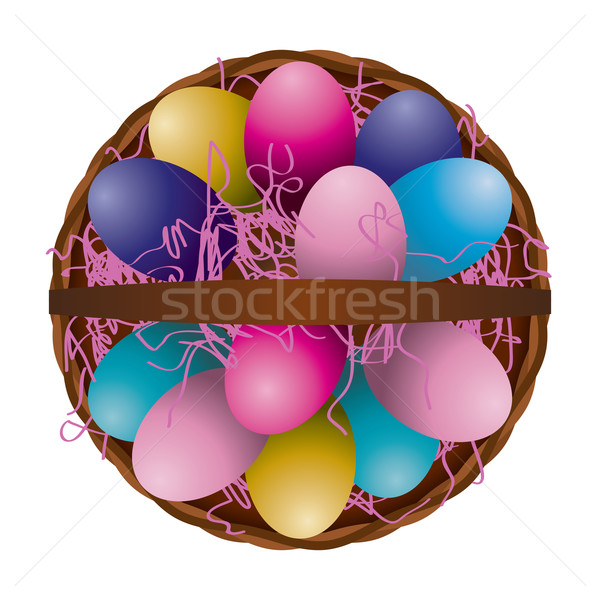 Ovo de páscoa cesta ilustração único completo Foto stock © enterlinedesign