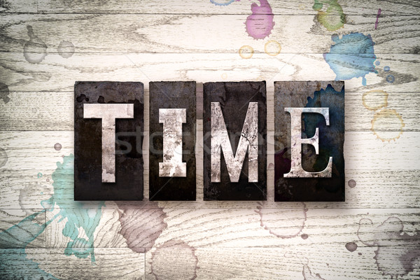 Time Concept Metal Letterpress Type Stock photo © enterlinedesign
