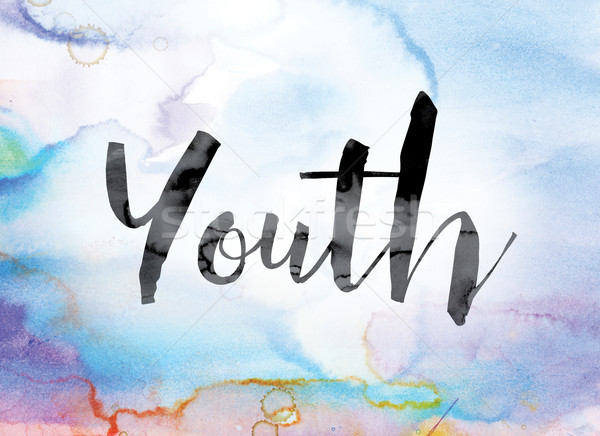 Youth Colorful Watercolor and Ink Word Art Stock photo © enterlinedesign