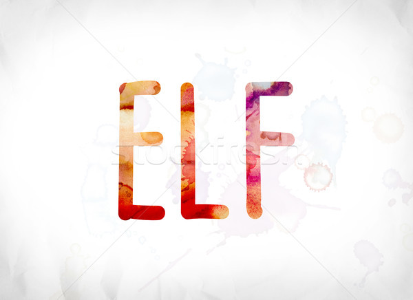 Zdjęcia stock: Elf · malowany · akwarela · słowo · sztuki · kolorowy