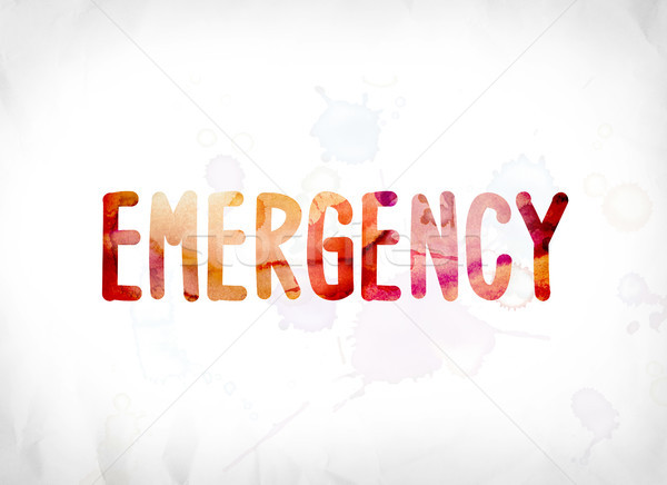Vészhelyzet festett vízfesték szó művészet színes Stock fotó © enterlinedesign