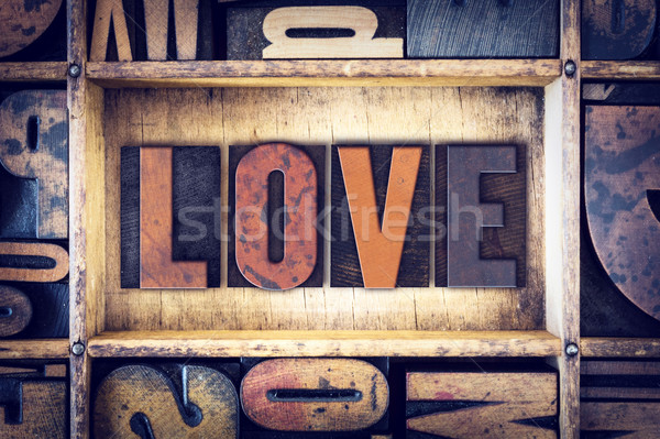 Love Concept Letterpress Type Stock photo © enterlinedesign