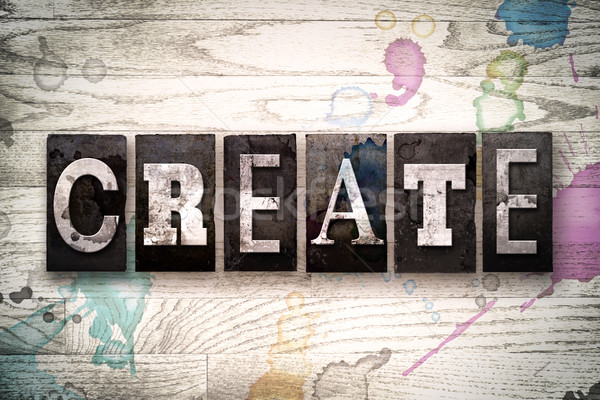 Create Concept Metal Letterpress Type Stock photo © enterlinedesign
