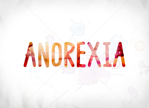 Anoreksja malowany akwarela słowo sztuki kolorowy Zdjęcia stock © enterlinedesign