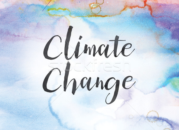 Zmiany klimatyczne akwarela atramentu malarstwo słowo napisany Zdjęcia stock © enterlinedesign