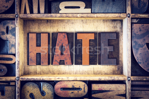 Odio tipo parola scritto vintage Foto d'archivio © enterlinedesign