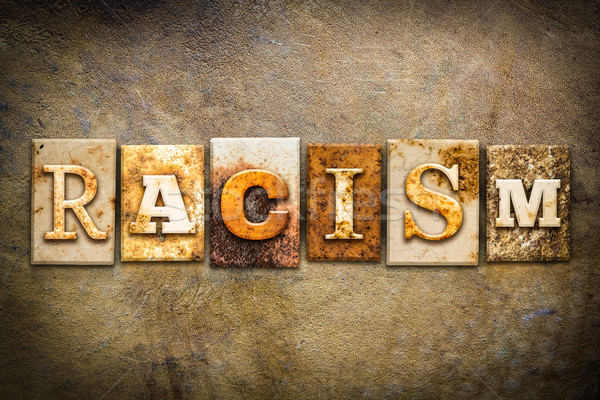 Racisme leder woord geschreven roestige Stockfoto © enterlinedesign