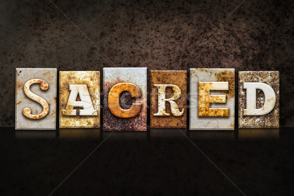 Sacred Letterpress Concept on Dark Background Stock photo © enterlinedesign