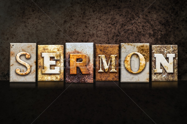 Sermon Letterpress Concept on Dark Background Stock photo © enterlinedesign
