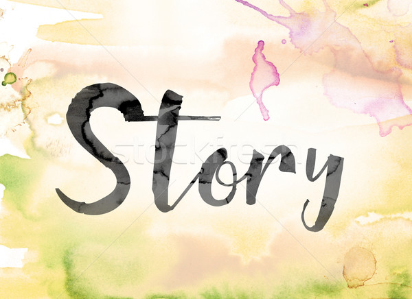 Stock photo: Story Colorful Watercolor and Ink Word Art