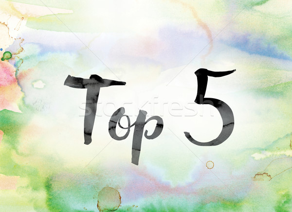 Top 5 Colorful Watercolor and Ink Word Art Stock photo © enterlinedesign
