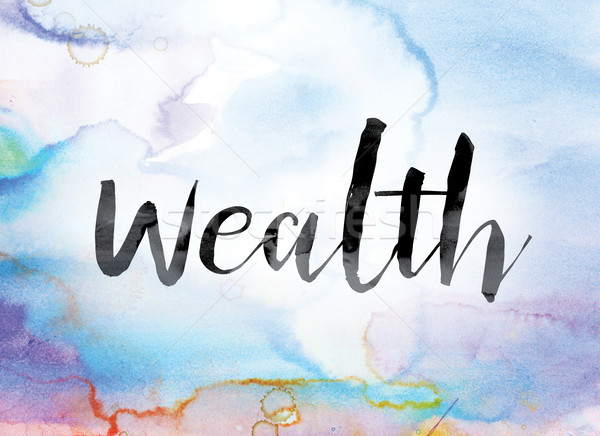 Wealth Colorful Watercolor and Ink Word Art Stock photo © enterlinedesign